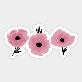 Mauve Abstract Poppies in a Row Sticker